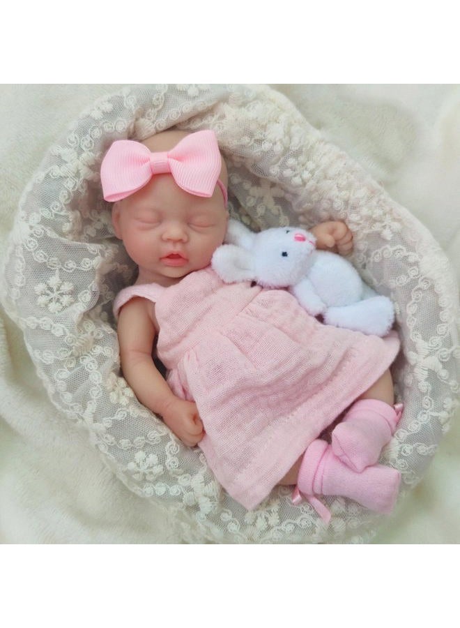 Mire & Mire Reborn Baby Dolls 7 Inch Girl Silicone Mini Doll Realistic Newborn Baby Dolls Silicone Full Body Stress Relief Hand Made - Image 2