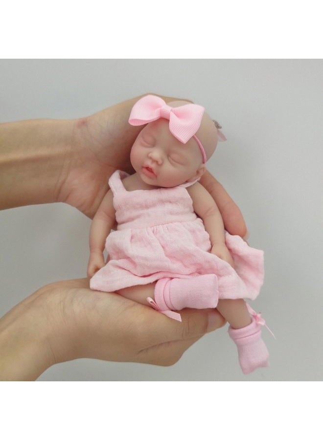 Mire & Mire Reborn Baby Dolls 7 Inch Girl Silicone Mini Doll Realistic Newborn Baby Dolls Silicone Full Body Stress Relief Hand Made - Image 4