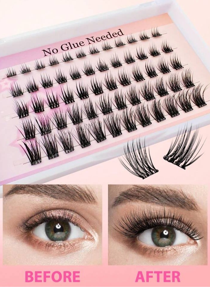 رموش لاصقة ذاتيًا "بدون صمغ" |رموش صناعية قابلة لإعادة الاستخدام بمظهر طبيعي وسهله التركيب مجموعة رموش No Glue Needed - Image 2