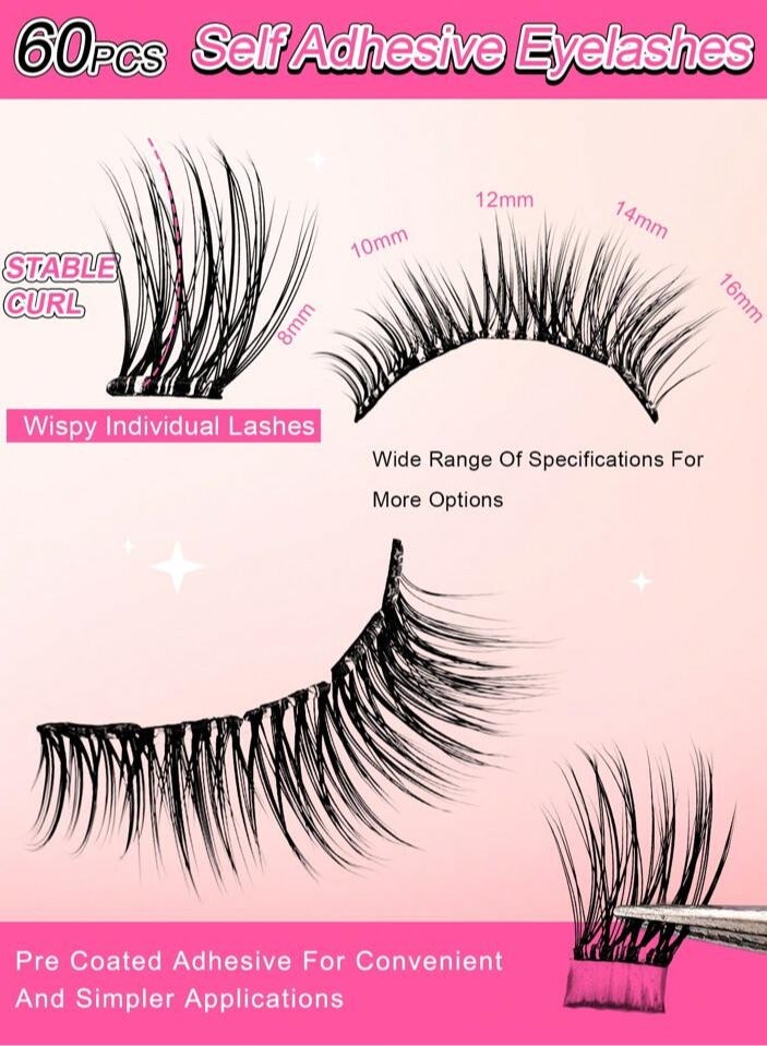 رموش لاصقة ذاتيًا "بدون صمغ" |رموش صناعية قابلة لإعادة الاستخدام بمظهر طبيعي وسهله التركيب مجموعة رموش No Glue Needed - Image 4