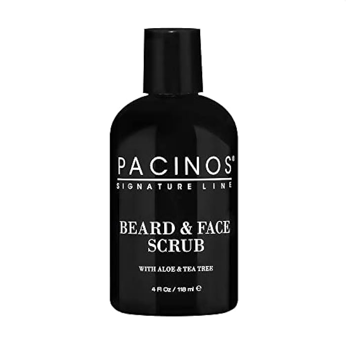Pacinos Shave System, Beard and Face Scrub, Men's Skin Care, Best Organic Natural Shampoo, Aloe Vera and Tea Tree Extract, Removes Impurities, 4 oz - Image 1