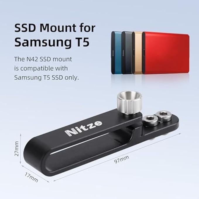 Nitze SSD MOUNT BRACKET FOR SAMSUNG T5, T5 SSD HOLDER WITH TWO 1/4" SCREWS - N42 - Image 2