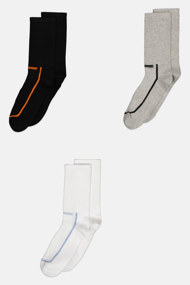 TapouT Men 3 Pairs Ribbed Sport Crew Sock, Multicolor  - Image 2
