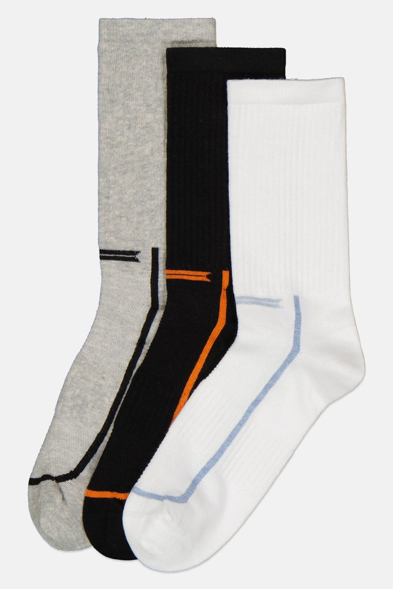 TapouT Men 3 Pairs Ribbed Sport Crew Sock, Multicolor  - Image 1