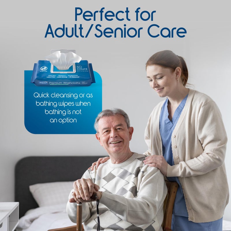 Inspire Adult Wet Wipes, Wash Cloths | Adult Wipes for Incontinence & Cleansing for Elderly, 8"x12" (200 count) - Image 5