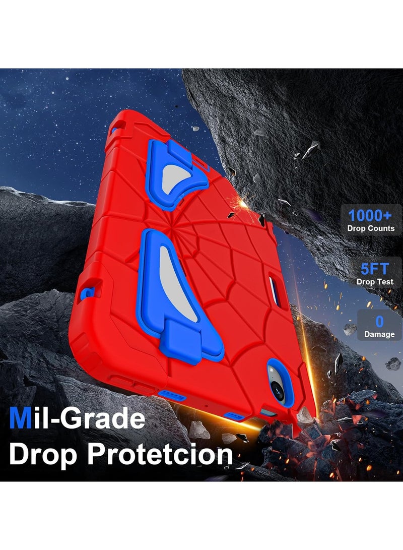 Case for iPad Mini 7 2024/iPad Mini 6 2021 8.3 inch,Kids Friendly Case with Pencil Holder,Foldable Kickstand Thickned Cornor Heavy Duty Shockproof iPad Mini 7/6 Cover (Red Blue) - Image 2