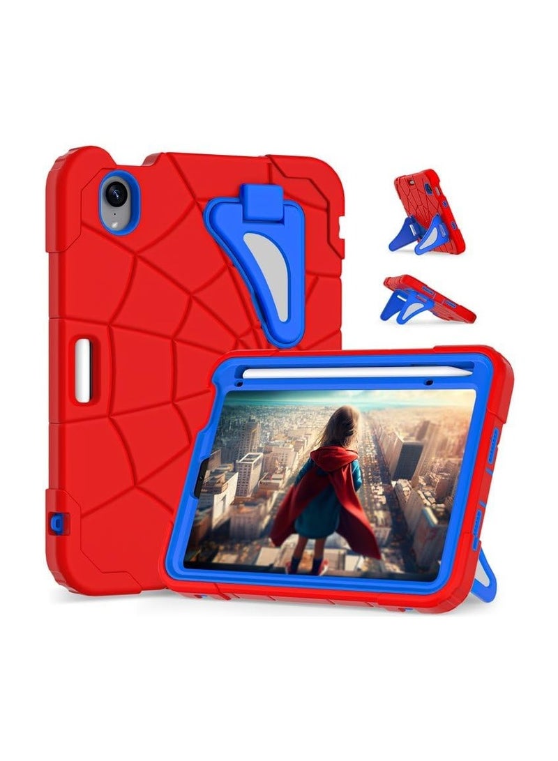 Case for iPad Mini 7 2024/iPad Mini 6 2021 8.3 inch,Kids Friendly Case with Pencil Holder,Foldable Kickstand Thickned Cornor Heavy Duty Shockproof iPad Mini 7/6 Cover (Red Blue) - Image 1