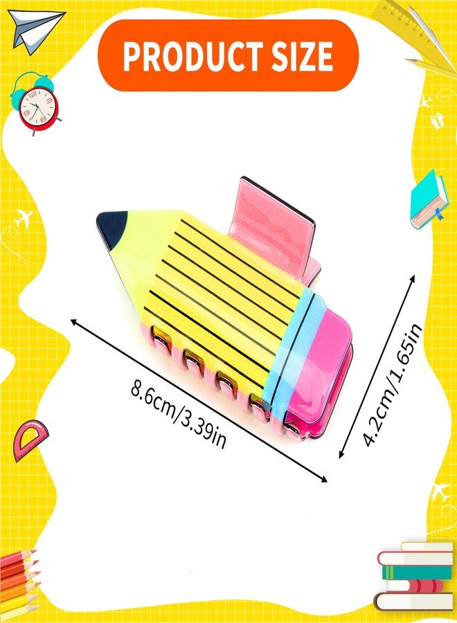 KICOSY 3PCS Back to School Claw Clips Funny Yellow Pencil Design Hair Clips Cute School Supplies for Teacher Student - Image 3