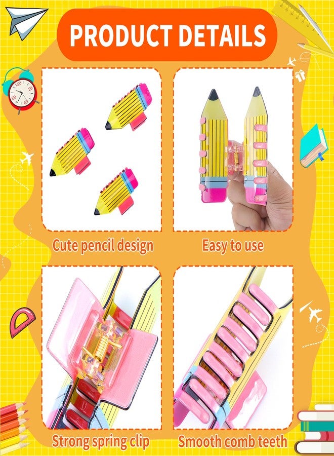 KICOSY 3PCS Back to School Claw Clips Funny Yellow Pencil Design Hair Clips Cute School Supplies for Teacher Student - Image 4