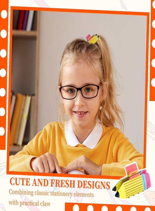 KICOSY 3PCS Back to School Claw Clips Funny Yellow Pencil Design Hair Clips Cute School Supplies for Teacher Student - Image 2