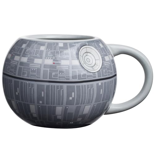 Silver Buffalo Star Wars Death Star 3D Sculpted Ceramic Coffee Mug for Cappuccino, Latte or Hot Tea, 20 ounce, Gray Multicolor SV9195 - Image 1