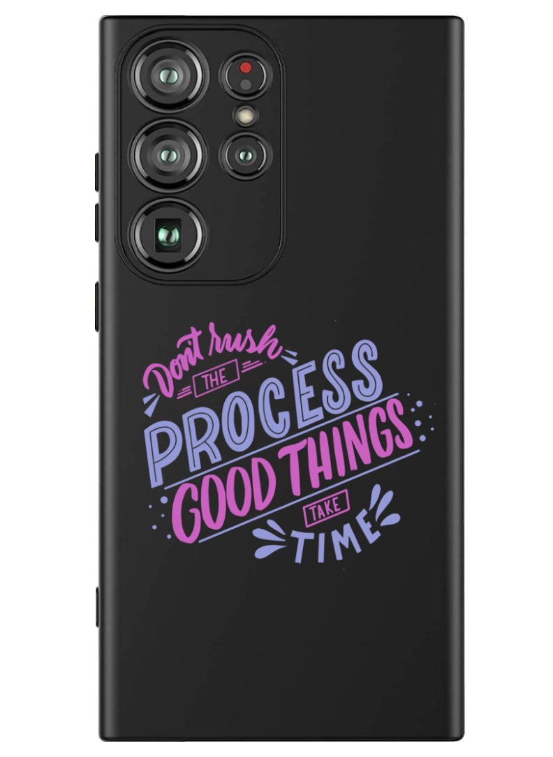 Theodor Protective Slim Fit Case Liquid Silicone Cover with Full Body Protection Anti-Scratch Shockproof Case For Samsung Galaxy S24 Ultra (Black) - Dont rush the Process good things take time  - Image 1