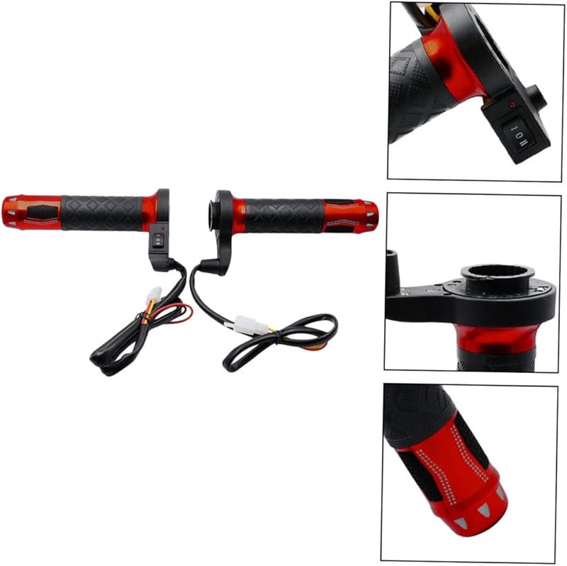 مقابض مقود دراجة نارية ساخنة تدفئة كهربائية سكوتر سبائك الألومنيوم الأحمر - Image 5