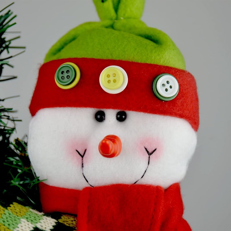 Hongsome Christmas Tree Topper Snowman,Unique Holiday Xmas Decorations Funny Home Decor,Also Be Used As Curtain Tie and Hugger Wine Bottle,Red White Green - Image 2
