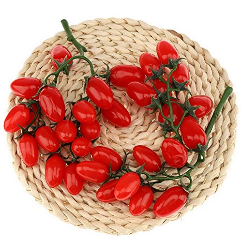 Gresorth Gresorth 2 Pack Lifelike Artificial Cherry Tomatoes Fake Tomato for Home House Kitchen Cabinet Decoration  - Image 4