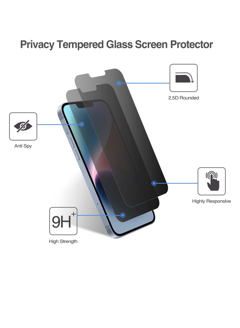 برو كيسيز واقي شاشة للخصوصية 9H مضاد للتجسس من الزجاج المقسى الداكن واقي شاشة لهاتف iPhone 14 iPhone 13 و13 Pro 6.1 بوصة 2021 - Image 3