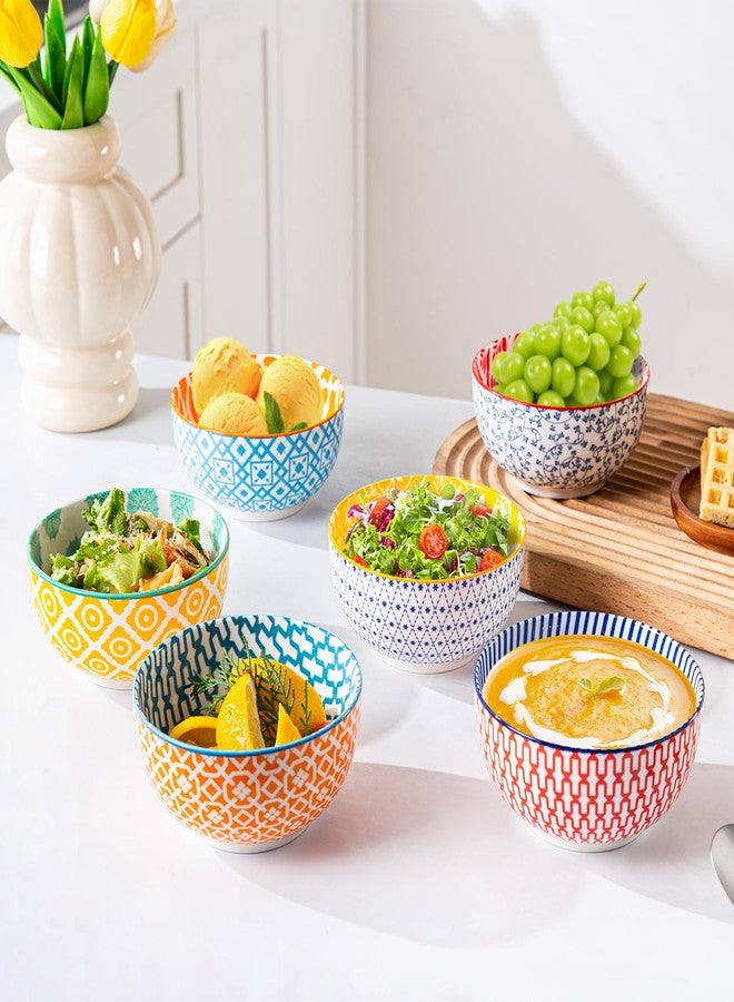 Cerkik Ceramic Dessert Bowls Set - 12 Oz Porcelain Ice Cream Bowl for kitchen - 4.7 Inch Small Cereal Bowl for Salad, Fruits, Ramen - Microwave Dishwasher Safe - Set of 6 - Assorted Colors - Image 3