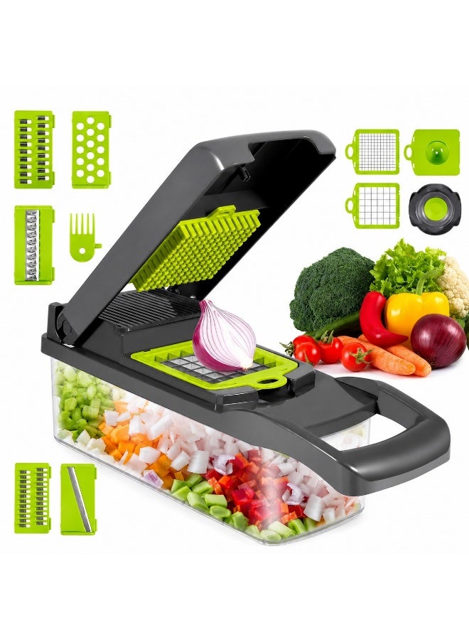 12-in-1 Vegetable Chopper, Multi-Functional Kitchen Food Chopper, Dicer, Slicer, and Julienne, with 1.5L Large Capacity Container & Sharp Stainless Steel Blades. - Image 1