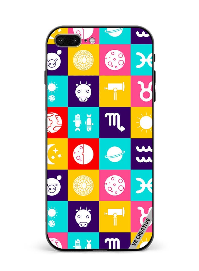 VR CREATIVE Protective Case Cover For Apple iPhone 7 Plus/8 Plus Taurus Zodiac, Pisces Astrology Horoscope Circle, Moon And Stars And Icon Design Multicolour - Image 1