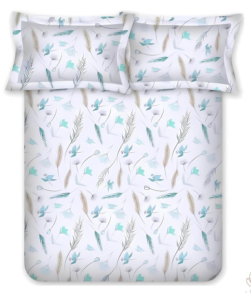 Bombay Dyeing King Size Cotton Bedsheet 180 Thread Count Soft Breathable King Size 274cm x 274cm with 2 Pillow Covers VIN04 - Image 1