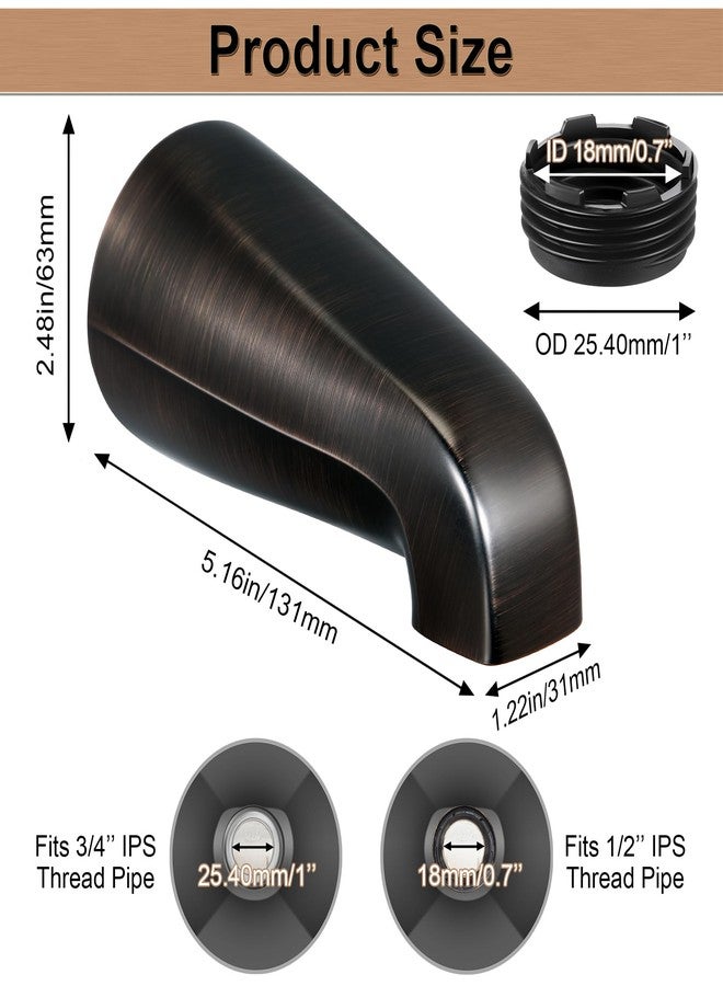 Dreyoo صنبور حوض استحمام Dreyoo العالمي مع محول، صنبور حوض استحمام للحمام مقاس 5 بوصات بدون محول، مناسب لوصلات الخيط الداخلي IPS مقاس 1/2 بوصة و3/4 بوصة وعلامات تجارية لحنفيات الحوض/الدش (برونز مطلي بالزيت) - Image 3