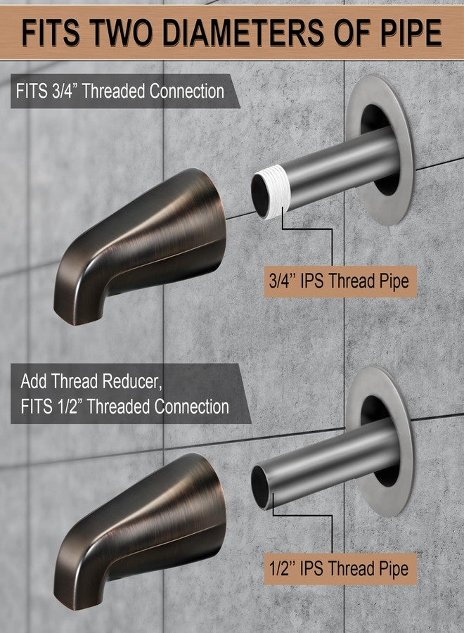 Dreyoo صنبور حوض استحمام Dreyoo العالمي مع محول، صنبور حوض استحمام للحمام مقاس 5 بوصات بدون محول، مناسب لوصلات الخيط الداخلي IPS مقاس 1/2 بوصة و3/4 بوصة وعلامات تجارية لحنفيات الحوض/الدش (برونز مطلي بالزيت) - Image 2