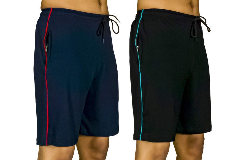 0-DEGREE Men's Regular Fit Shorts with Zip Pocket Black Navy - Image 1
