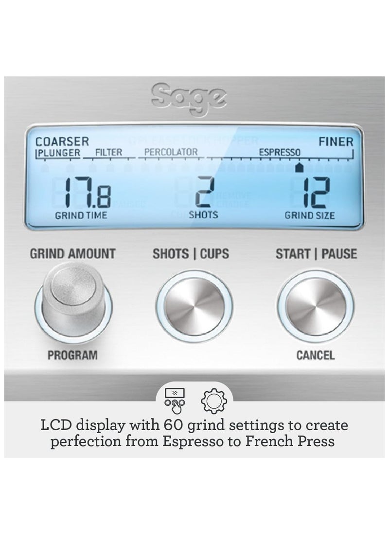 Sage Sage - The Smart Grinder Pro - Conical Burr Coffee Grinder - with 60 grind settings, Programmable, Automatic, Brushed Stainless Steel - UAE Version, 2 Year Manufacturer Warranty  - Image 4