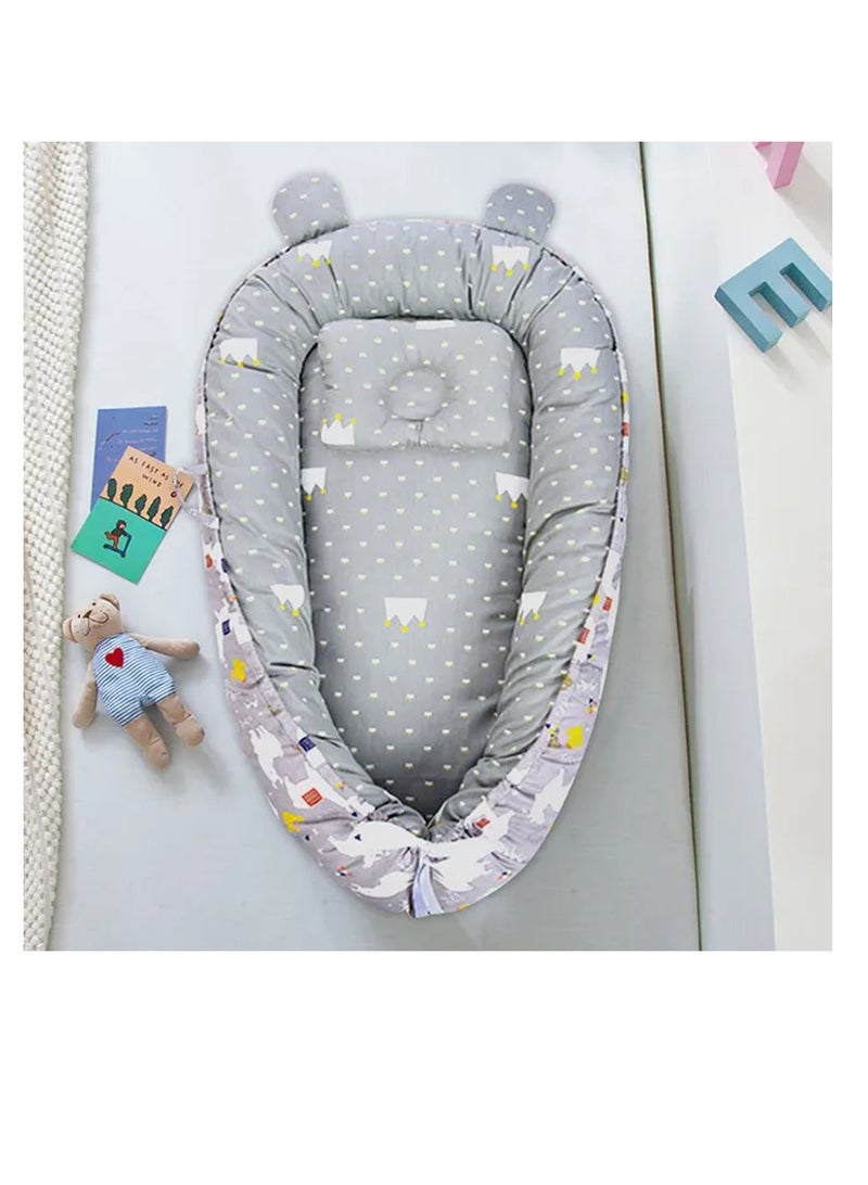 STAR BABiES Star Babies Pack of 3 Combo (Baby Sleeping Pod bed, Kids Socks 3pair, Baby Knee Pad Pack of 3)-Grey Print  - Image 3