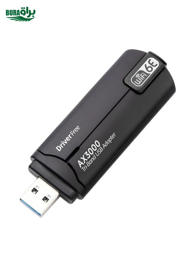 BURAQ - WD-AX3000 For Desktop PC WiFi Receiver USB 3.0 WiFi6 Driver Free Wireless Network Card(Black) - Image 1