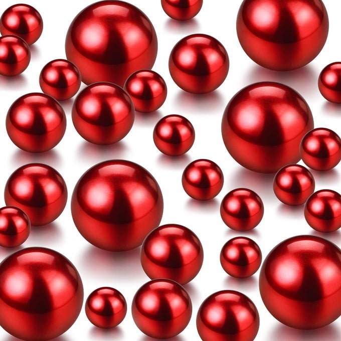 150 PIECES VASE FILLER FAUX PEARLS VASE MAKEUP BEADS NO HOLE GLOSS BEAD MIXED SIZES ROUND PEARL FOR HOME PARTY WEDDING DECOR 81420 MMRED