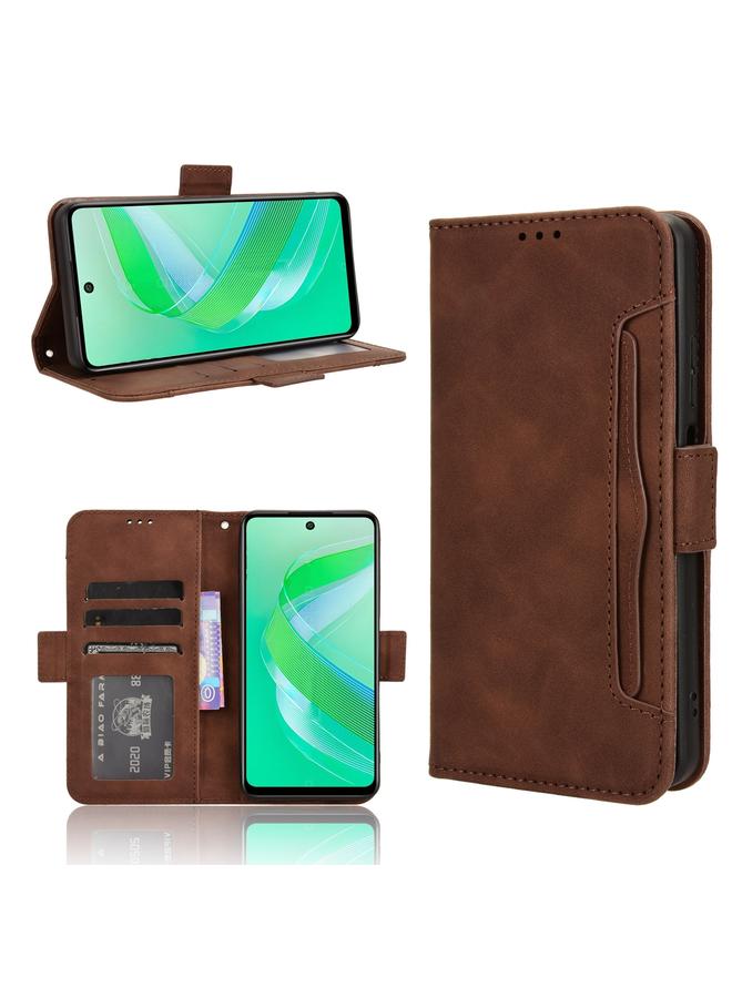 Zaboon Case For Infinix Smart 8 Skin Feel Calf Texture Card Slots Leather Phone Case - Image 1