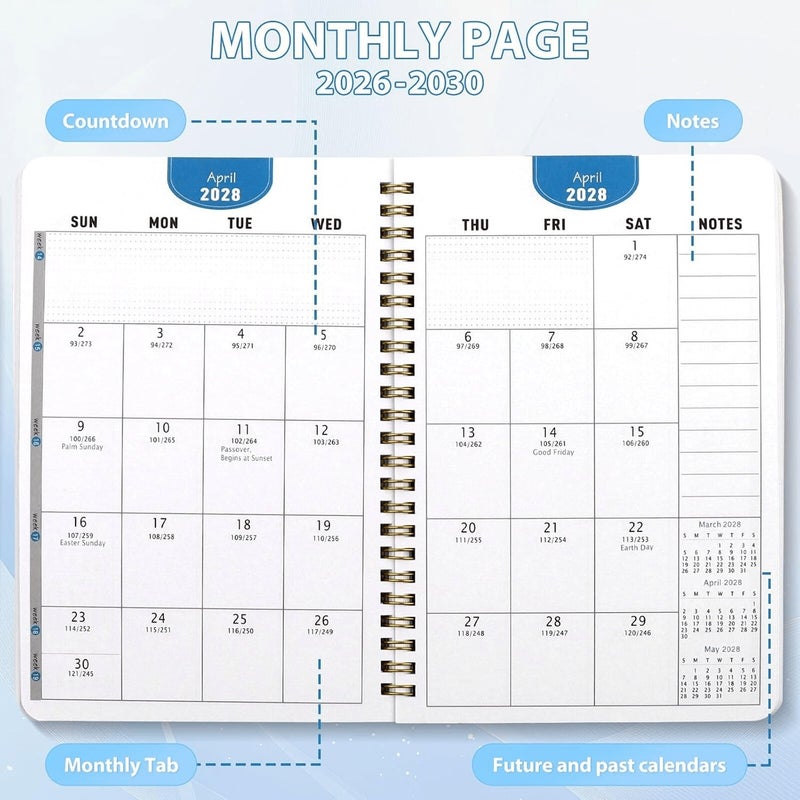 2026-2030 Monthly Calendar - Cartoon Highland Cow Design, 5-Year Planner with Yearly Schedule, 13.97cm x 21.08cm - Image 4