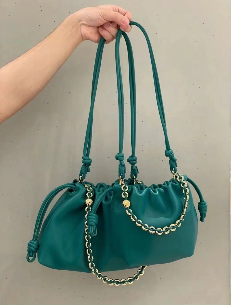 Luojia'S New Design Chain Lucky Bag 2025 Women'S Drawstring Bucket Cloud Bag Fashionable Single Shoulder Crossbody Bag - Image 1