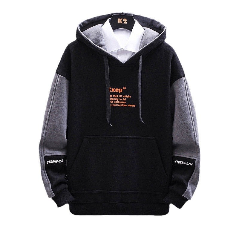 Mens Hoodie Spring Autumn Fleece Trendy Loose Fit New 2020 Jacket Black - Image 2