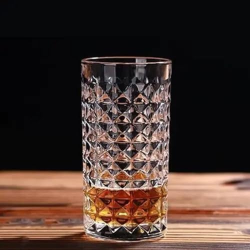 VILON Italian Premium Juice and Water Glasses Set of 6 Transparent, 300ml, Drinking Water Glasses Stylish and Crystal Square Highball Glasses for Water, Juice and Cocktails (Diamond Glass 300ML) - Image 1