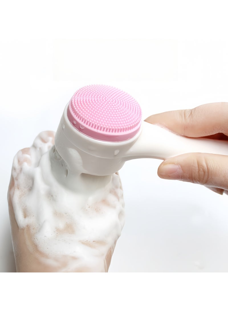 Loquat 2 Pcs Facial Cleansing Brush, Double-headed Silicone Facial Face Wash Brush,Manual Cleansing Brush with Skin-Friendly Soft Bristles, Makeup Remover for Blackheads and Whiteheads Exfoliating Waterpro - Image 2