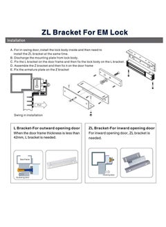 GOMETY Z and L Aluminum Alloy Bracket for Single Door 500KG/1200lbs Holding Force Electric Magnetic Lock, Electromagnetic Lock Matching Bracket for Inward Door (Single Door 500KG/1200lb Z & L Bracket)  - Image 5