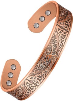 Coconut Pure Copper Bracelets for Women Men, Adjustable Copper Cuff Bangle, Wide Solid Copper  Bracelet,  Bangle Bracelets Jewelry with Tree of Life Motif  - Image 1