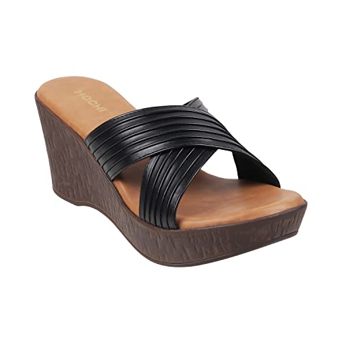 Mochi Women Black Wedge Heel Slip-on UK/7 EU/40 (34-123) - Image 2
