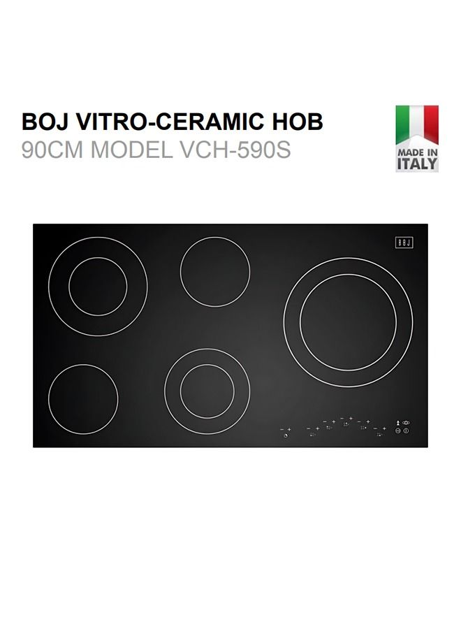 BOJ 90CM Vitro Ceramic Hob VCH 590S Front Touch Control Black Frameless 3 Dual Highlight Zones Easy to Clean Ceramic Glass Made In Italy - Image 2