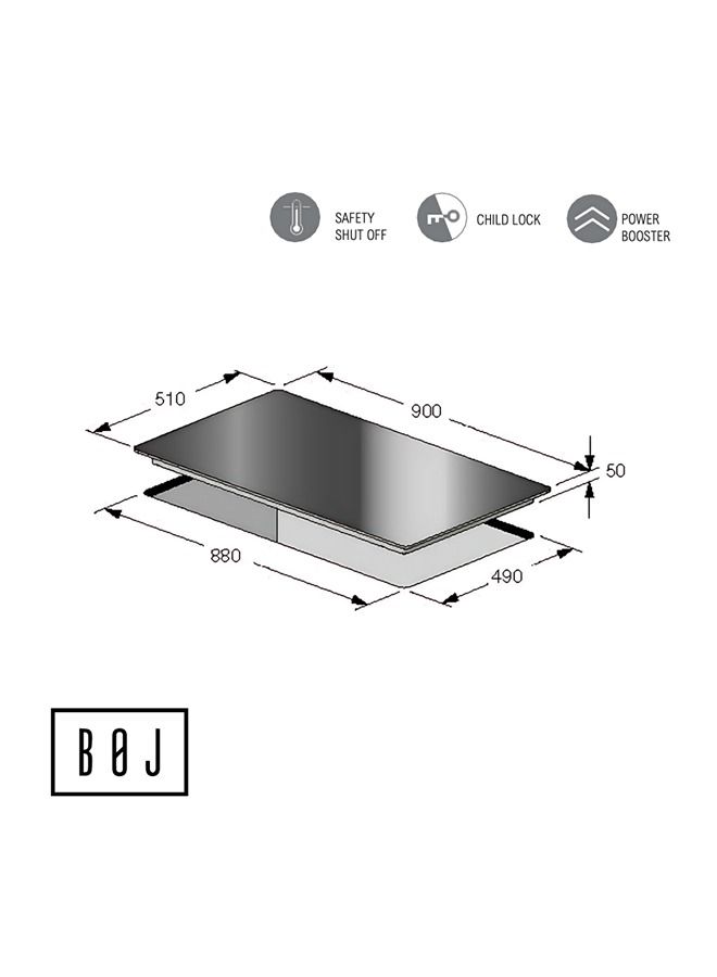BOJ 90CM Vitro Ceramic Hob VCH 590S Front Touch Control Black Frameless 3 Dual Highlight Zones Easy to Clean Ceramic Glass Made In Italy - Image 3