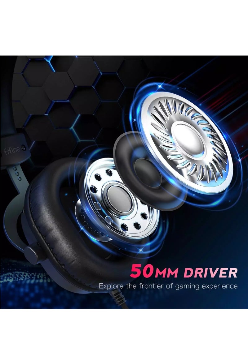 FIFINE - H9 AmpliGame USB Gaming Headset - 7.1 Surround Sound - Detachable Microphone - Control Box, 3.5mm Headphones Jack - Image 1