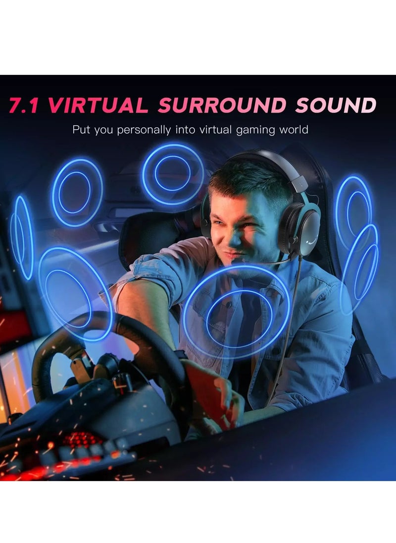 FIFINE - H9 AmpliGame USB Gaming Headset - 7.1 Surround Sound - Detachable Microphone - Control Box, 3.5mm Headphones Jack - Image 1