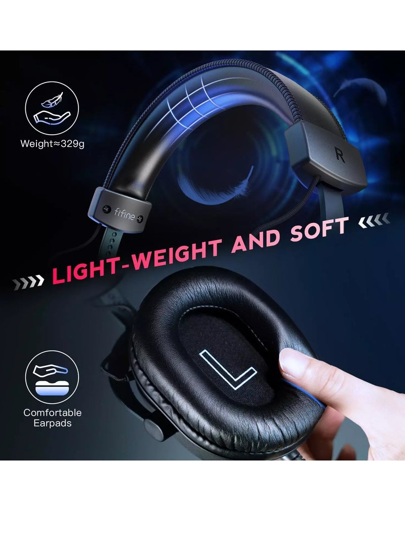 FIFINE - H9 AmpliGame USB Gaming Headset - 7.1 Surround Sound - Detachable Microphone - Control Box, 3.5mm Headphones Jack - Image 1
