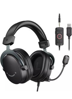 H9 AmpliGame USB Gaming Headset - 7.1 Surround Sound - Detachable Microphone - Control Box, 3.5mm Headphones Jack