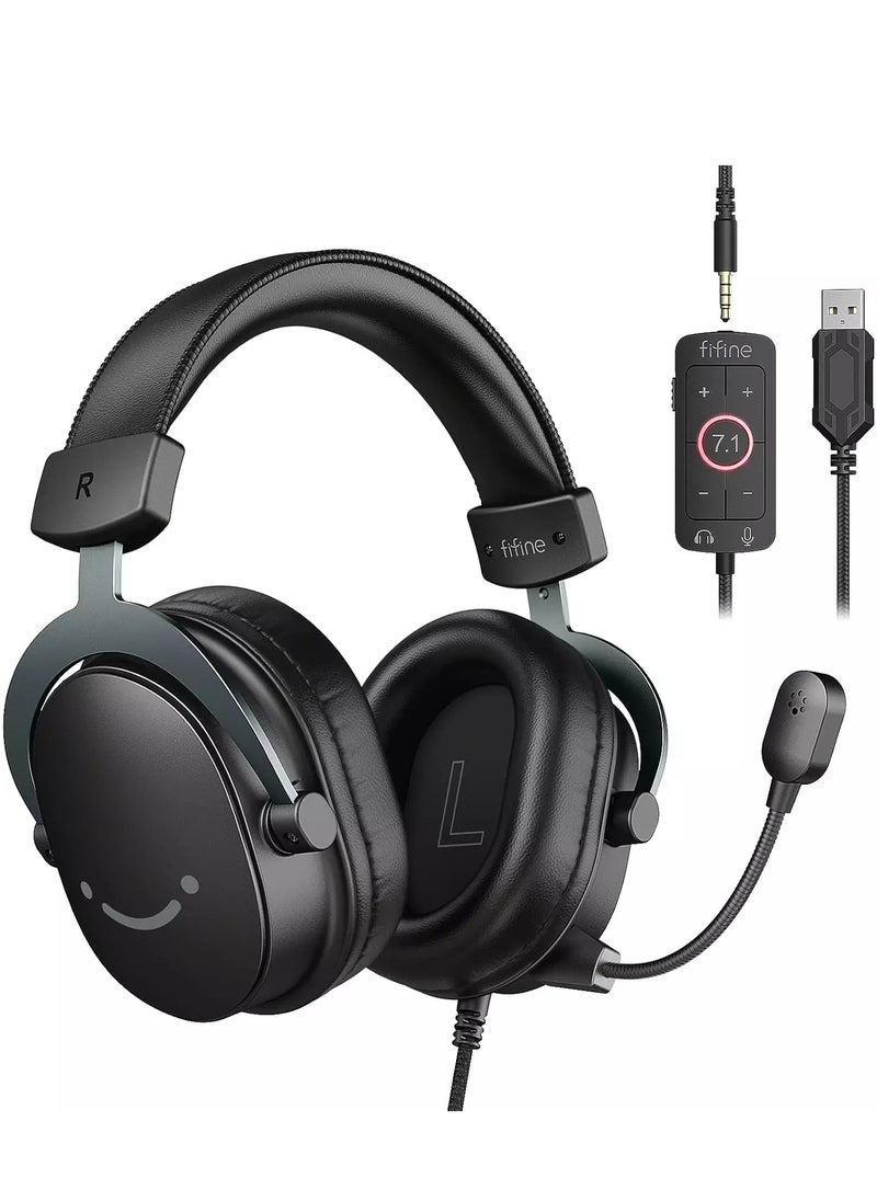 FIFINE - H9 AmpliGame USB Gaming Headset - 7.1 Surround Sound - Detachable Microphone - Control Box, 3.5mm Headphones Jack - Image 1
