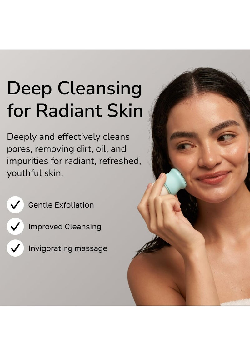 Gentle Silicone Face Scrubber for Effective Facial Cleansing, Exfoliation, and Scrubbing - 2 Pack Blue Face Wash Brush for Skin Care Essentials - Image 2