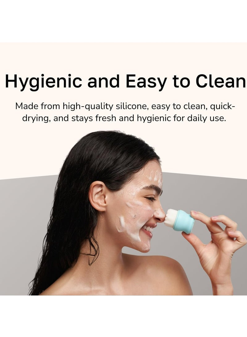 Gentle Silicone Face Scrubber for Effective Facial Cleansing, Exfoliation, and Scrubbing - 2 Pack Blue Face Wash Brush for Skin Care Essentials - Image 5