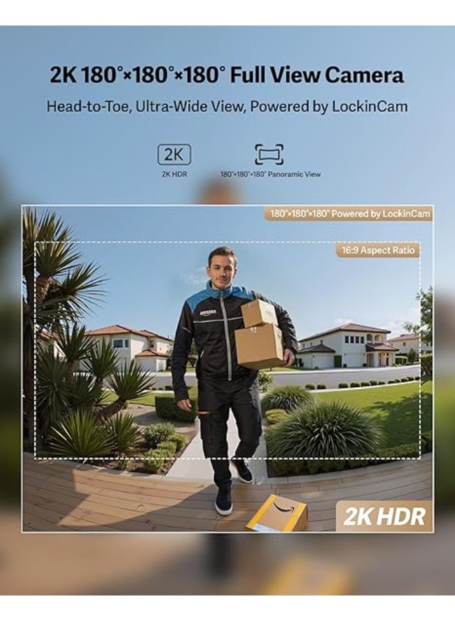 اربط Lockin Veno Pro Palm Vein Video Smart Lock with 2K 180° Camera, Fingerprint Recognition, AI Motion Detection, IP65 Weatherproof, Remote App Control, 32GB Built-in Storage, No Monthly Fee - Image 5